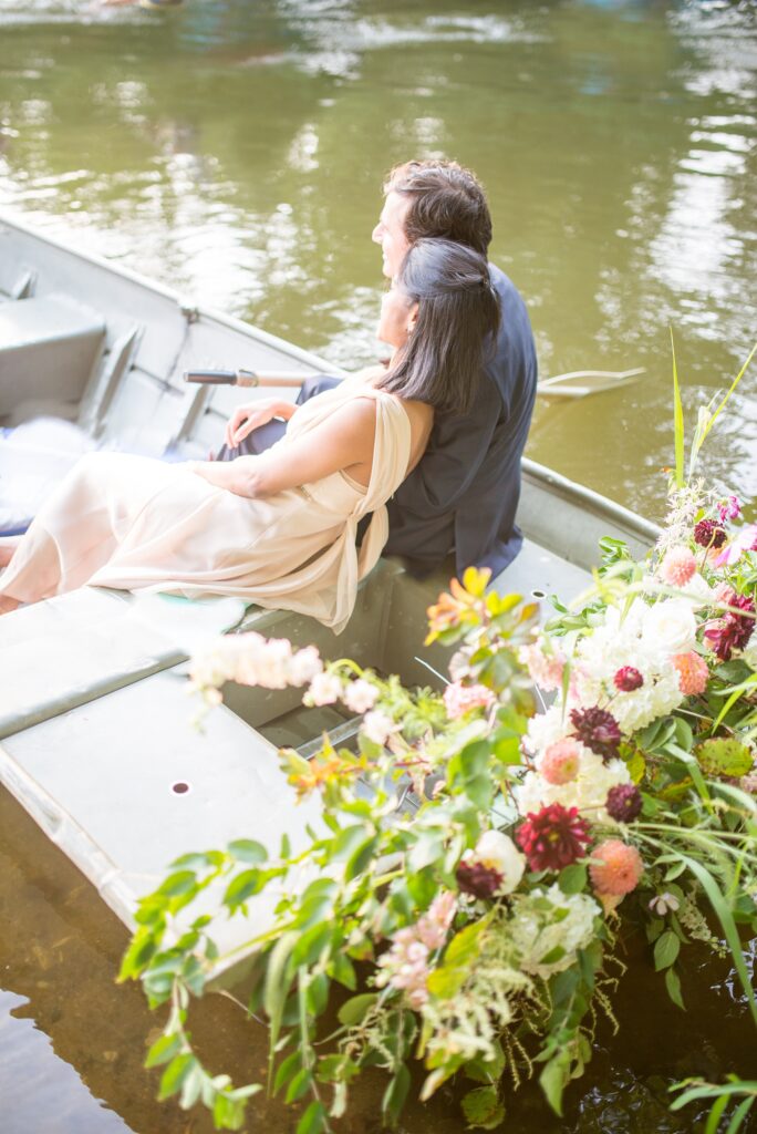 Floral Rowboat Engagement Photo