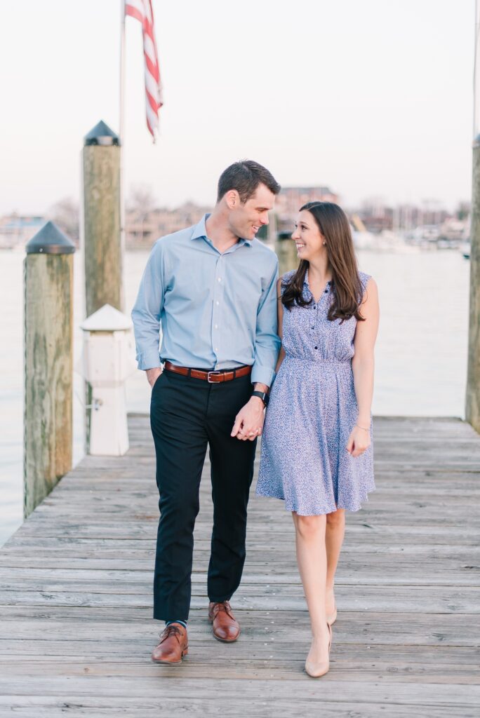 Classic Preppy Engagement Photo on Annapolis Waterfront